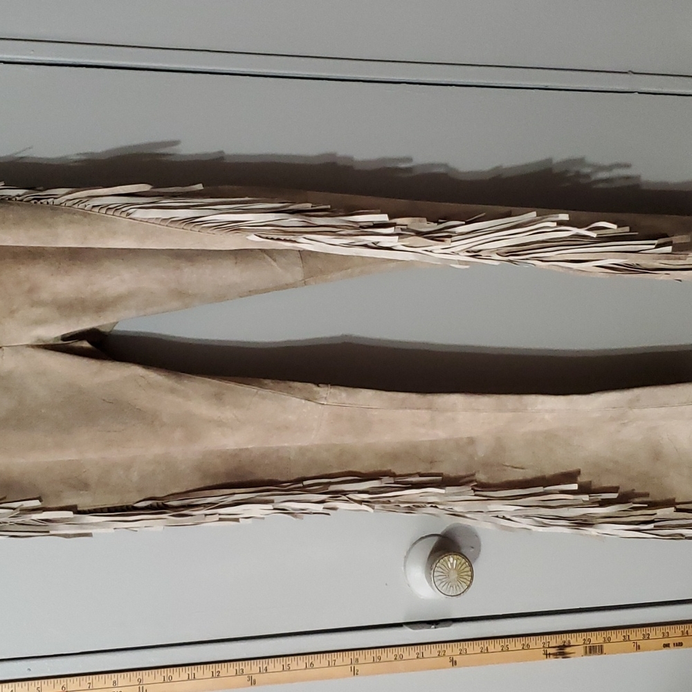 XOXO genuine distressed suede pants with fringe